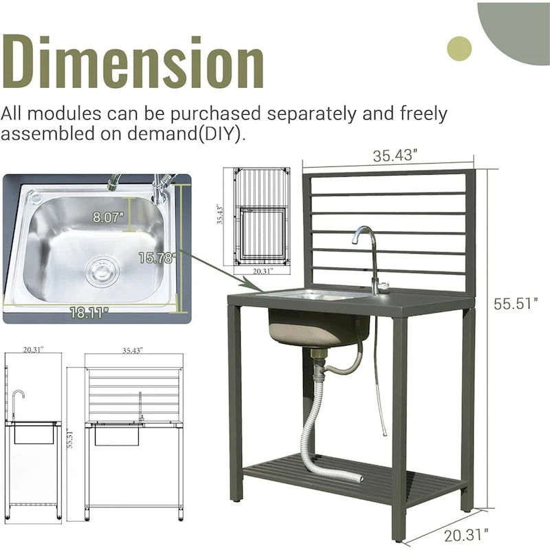 Îlot de cuisine extérieure avec rangement