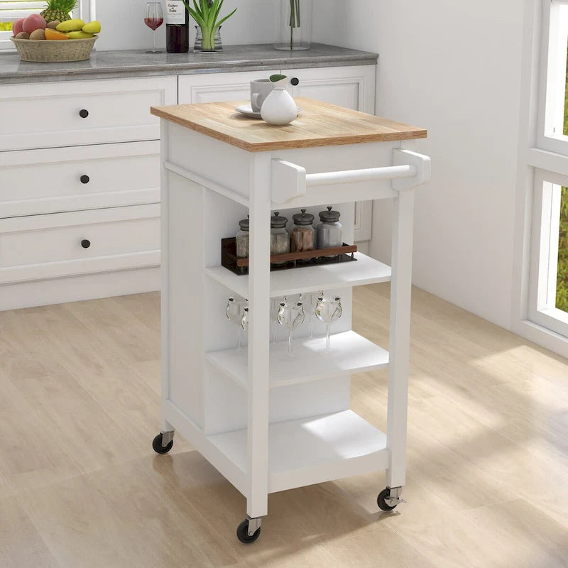 Desserte à roulettes pour îlot de cuisine avec étagères réglables et porte-serviettes - 25,98L x 15,55l x 34,06H