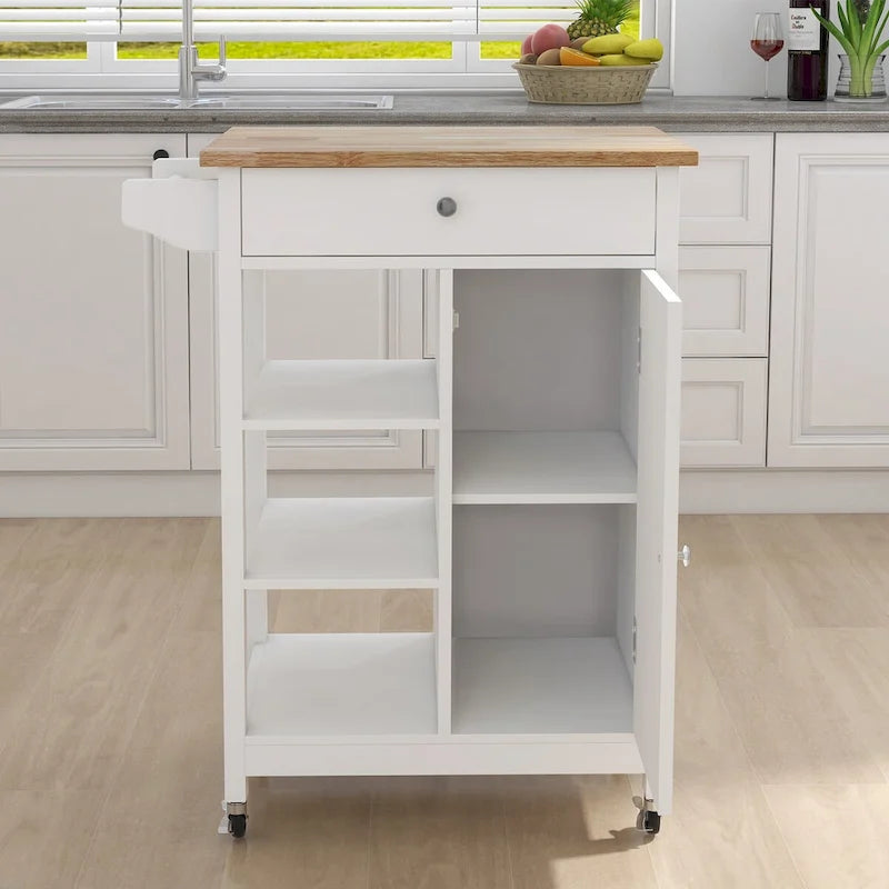 Desserte à roulettes pour îlot de cuisine avec étagères réglables et porte-serviettes - 25,98L x 15,55l x 34,06H