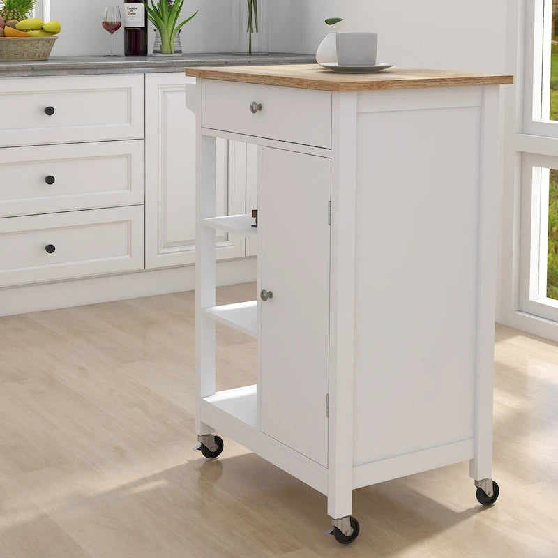 Desserte à roulettes pour îlot de cuisine avec étagères réglables et porte-serviettes - 25,98L x 15,55l x 34,06H
