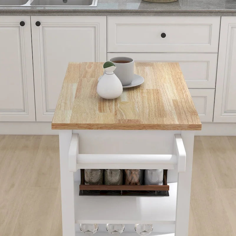 Desserte à roulettes pour îlot de cuisine avec étagères réglables et porte-serviettes - 25,98L x 15,55l x 34,06H