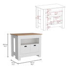 Îlot de cuisine avec meuble à deux portes et étagère pour salle à manger