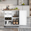 Desserte de cuisine en bois d'hévéa avec abattant, étagère de rangement interne, porte-serviettes, porte-épices et 2 tiroirs