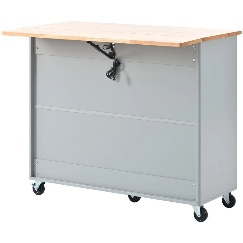 Desserte de cuisine à roulettes avec abattant, éclairage LED, 2 portes vitrées cannelées et 1 porte d'armoire basculante