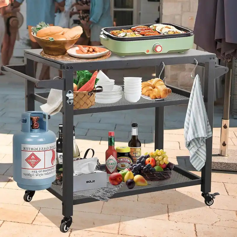 Table de barbecue extérieure à 3 étagères