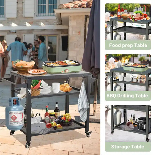 Table de barbecue extérieure à 3 étagères