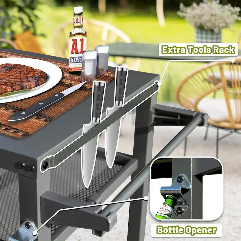 Table de barbecue extérieure à 3 étagères