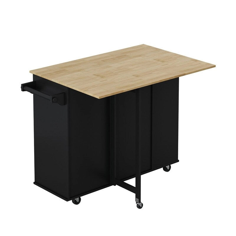 Desserte de cuisine multifonctionnelle avec abattant en bois massif, 2 portes, 2 tiroirs, casier à vin et porte-épices