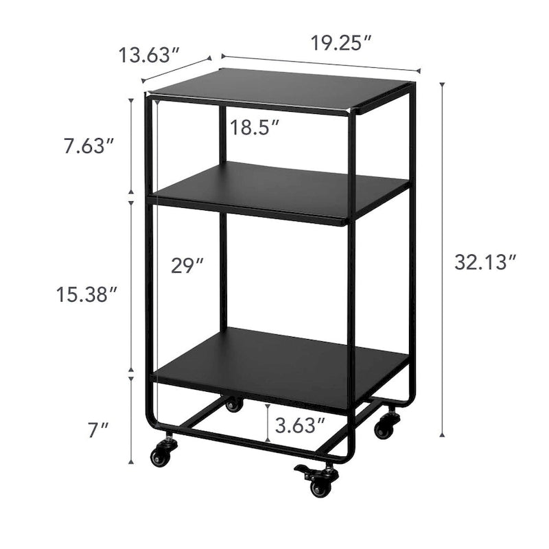 Chariot de service roulant, acier, roulettes – L 49 x l 38 x H 81,5 cm