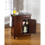 Îlot de cuisine portable en granit noir massif, finition acajou vintage - 45,7 P x 78,7 L x 91,4 H cm