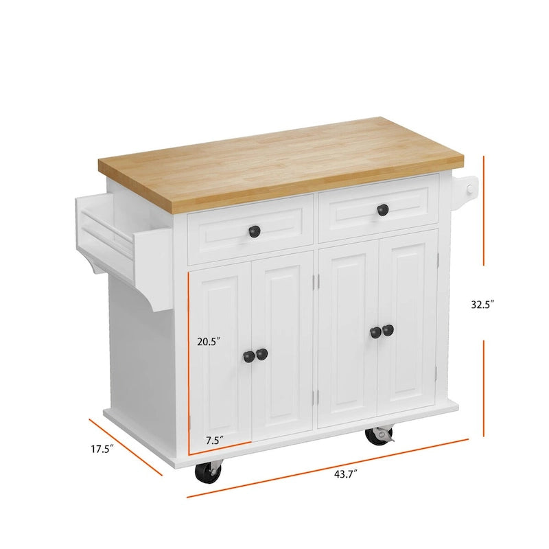 Dessertes de cuisine en MDF avec 4 portes et 2 tiroirs, porte-épices, porte-serviettes