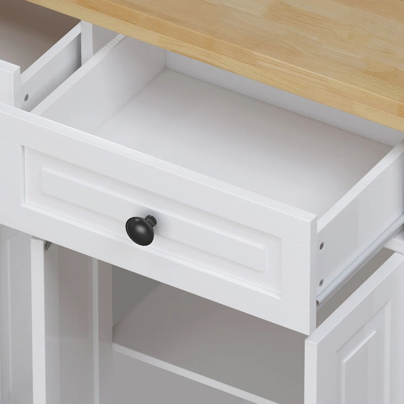 Dessertes de cuisine en MDF avec 4 portes et 2 tiroirs, porte-épices, porte-serviettes