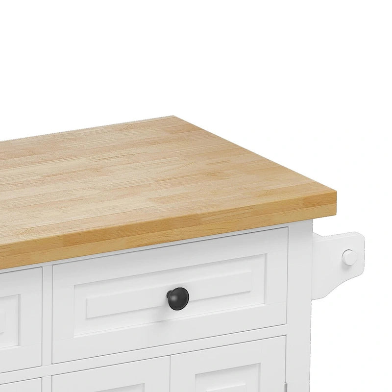 Dessertes de cuisine en MDF avec 4 portes et 2 tiroirs, porte-épices, porte-serviettes