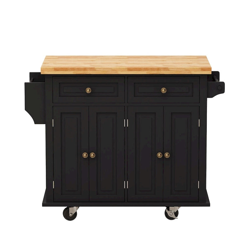 Dessertes de cuisine en MDF avec 4 portes et 2 tiroirs, porte-épices, porte-serviettes