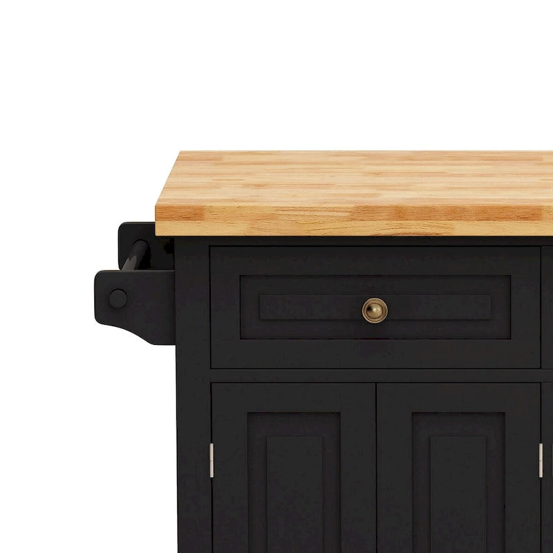 Dessertes de cuisine en MDF avec 4 portes et 2 tiroirs, porte-épices, porte-serviettes
