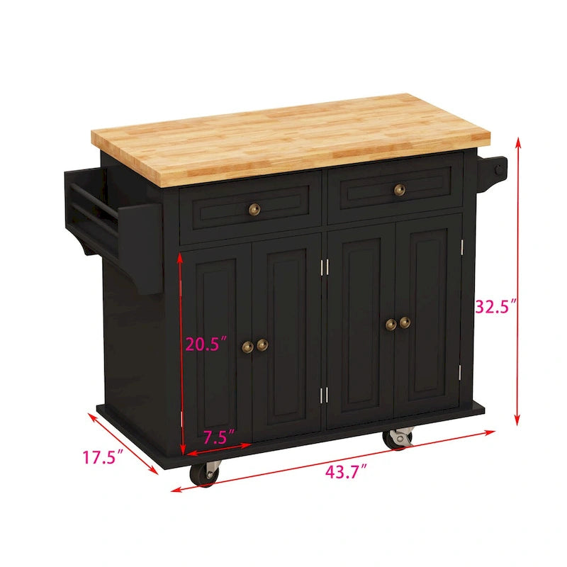 Dessertes de cuisine en MDF avec 4 portes et 2 tiroirs, porte-épices, porte-serviettes