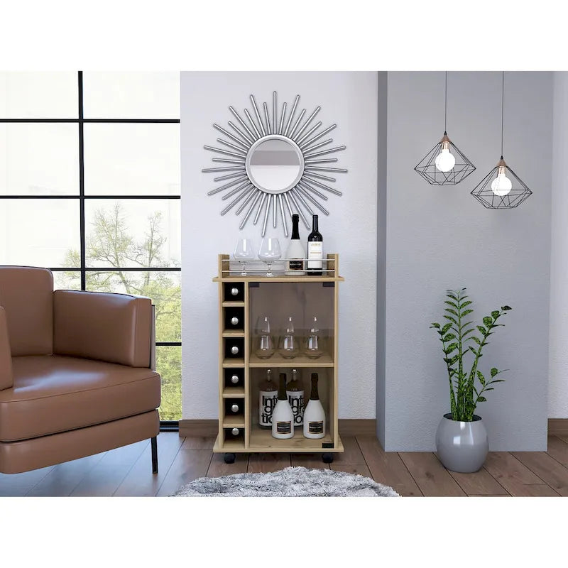 Savannah 6-Bottle 3-Shelf Bar Cart for Kitchen, Party and Living Room