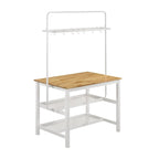 Table de comptoir de cuisine îlot marron et blanc avec support pour casseroles
