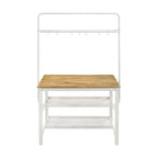 Table de comptoir de cuisine îlot marron et blanc avec support pour casseroles