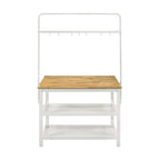 Table de comptoir de cuisine îlot marron et blanc avec support pour casseroles