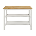 Table de comptoir de cuisine îlot marron et blanc avec support pour casseroles
