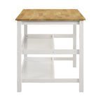 Table de comptoir de cuisine îlot marron et blanc avec support pour casseroles