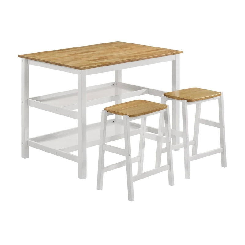 Table de comptoir de cuisine îlot marron et blanc avec support pour casseroles
