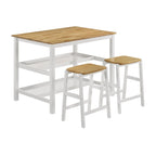 Table de comptoir de cuisine îlot marron et blanc avec support pour casseroles