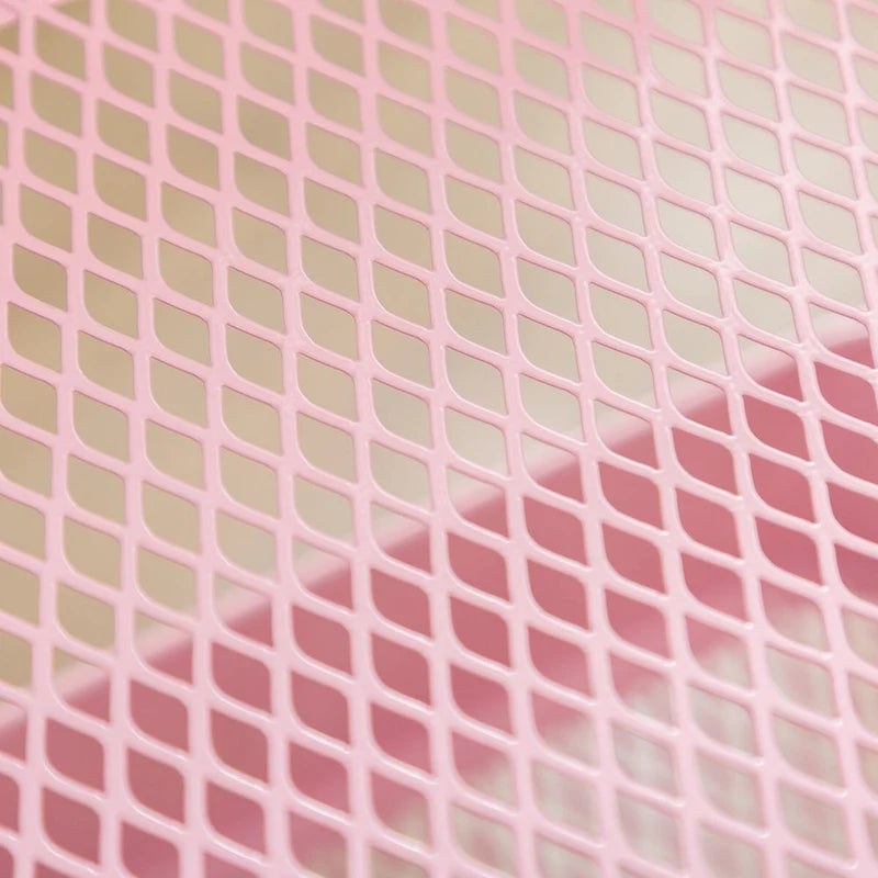 Chariot de rangement rose à 3 niveaux en métal avec roulettes - 31 x 14 x 18