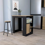 FM FURNITURE Arial Kitchen island in melamine,black/natural Oak