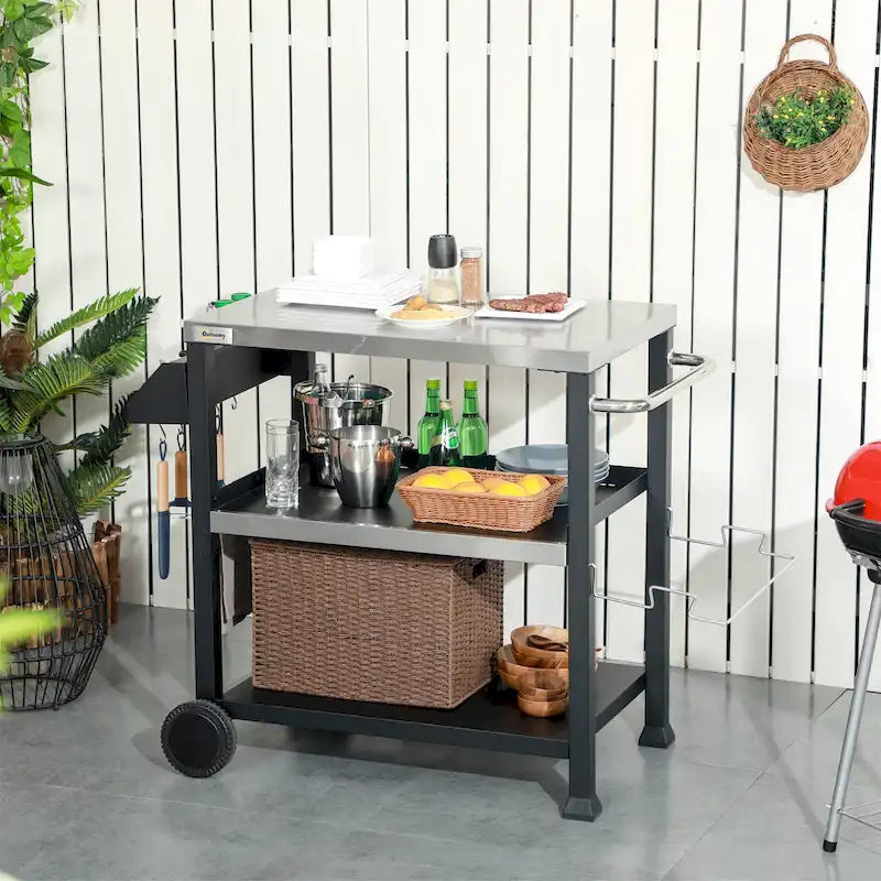 Desserte de barbecue à trois étagères