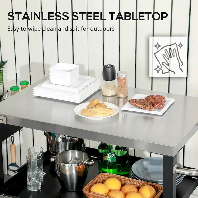 Desserte de barbecue à trois étagères