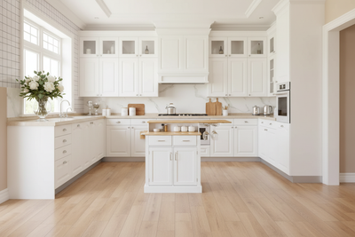 White Kitchen Island Banner